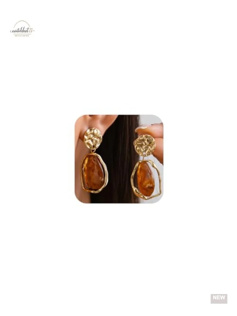 Dainty Irregular Crystal Drop Dangle Earrings 14K Gold Plated Geometric Zircon
